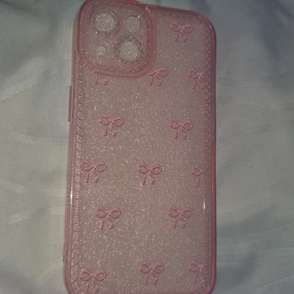Iphone 15 -Sparkling Pink Bow Glitter Phone Case